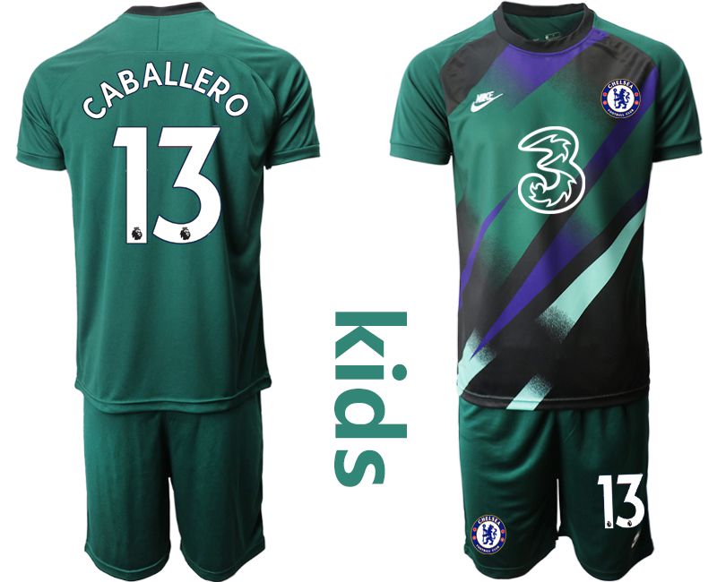 Youth 2020-2021 club Chelsea Dark green goalkeeper #13 Soccer Jerseys